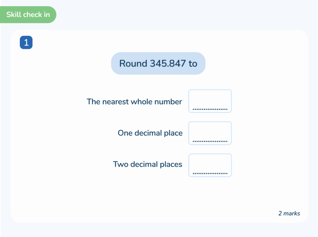 Third Space Learning skill check in - SATs Booster Programme 