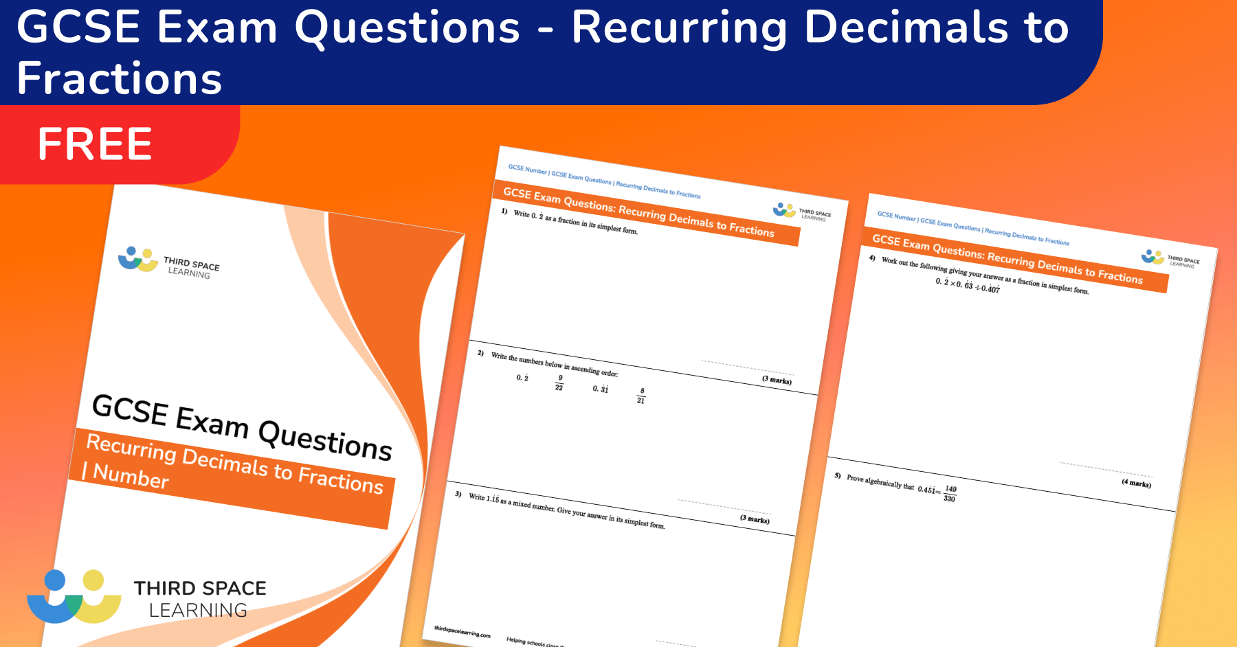 Recurring Decimals To Fractions Exam Questions Gcse Maths Free