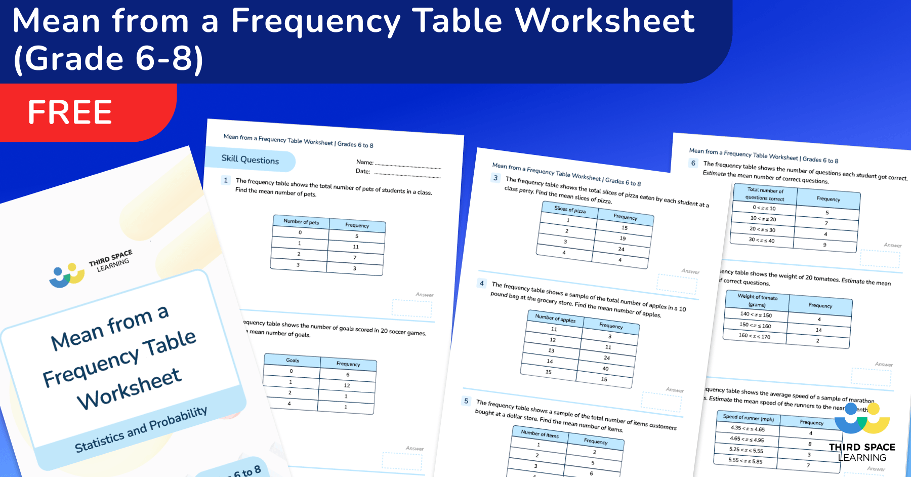 FREE Mean From A Frequency Table Worksheet