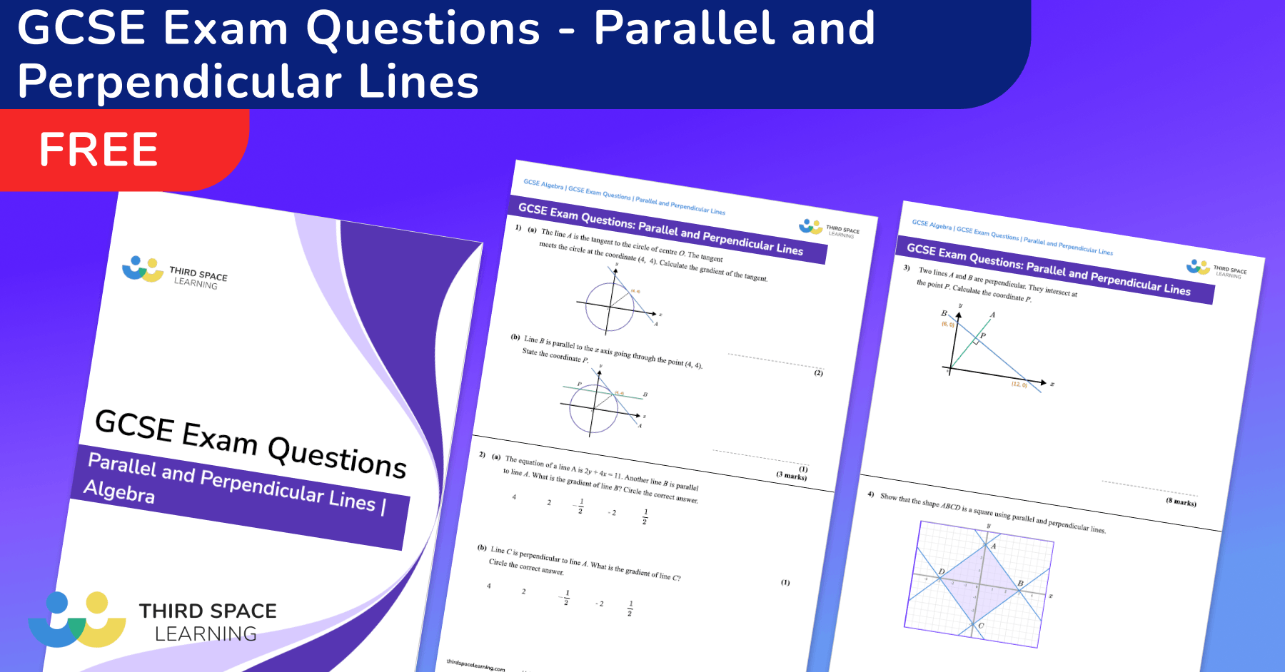 Parallel And Perpendicular Lines Exam Questions GCSE Maths FREE