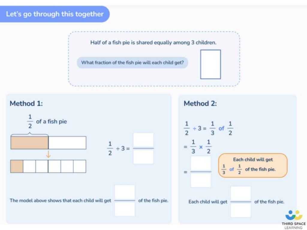A TSL SATs revision lesson exploring solving real-life problems by dividing a fraction by a whole number.