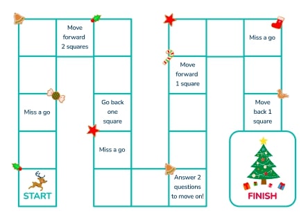 Reindeer addition race board game maths activity