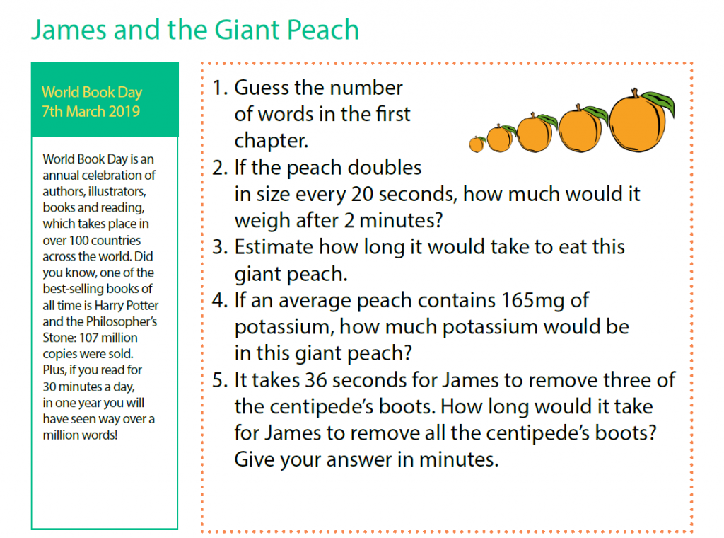 world book day maths activities topical maths