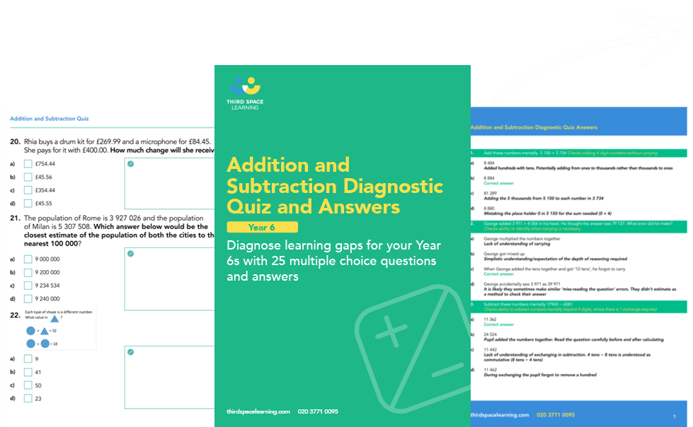 Addition and Subtraction Diagnostic Quiz
