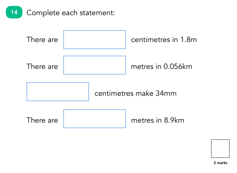 Year 6 Maths SATs Papers - Reasoning Question - Measurement