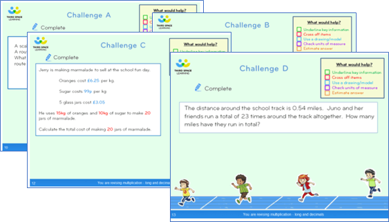 A series of challenge slides taken from a 1-to-1 session on our SATs Booster Intervention Programme