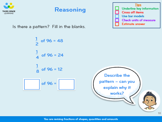 A reasoning slide taken from a 1-to-1 session on our SATs Booster Intervention Programme