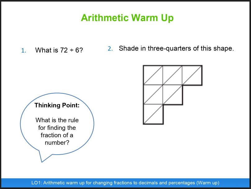 TSL Arithmetic warm up slide