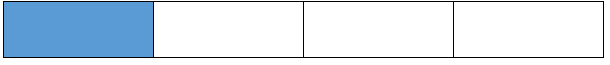 A rectangle split into four pieces, with one piece shaded to represent one quarter