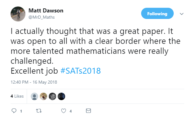 Maths SATs Teacher Tweet