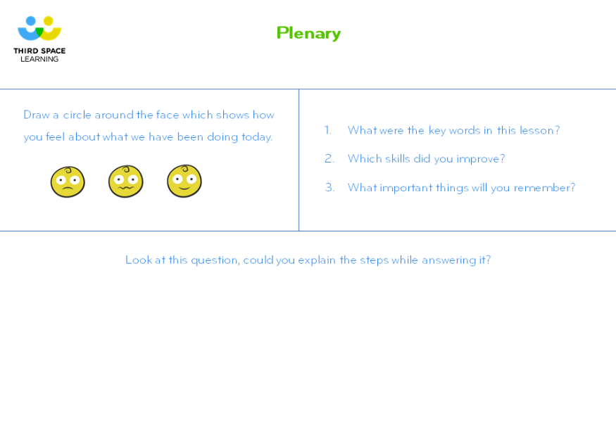 end of lesson plenary metacognition