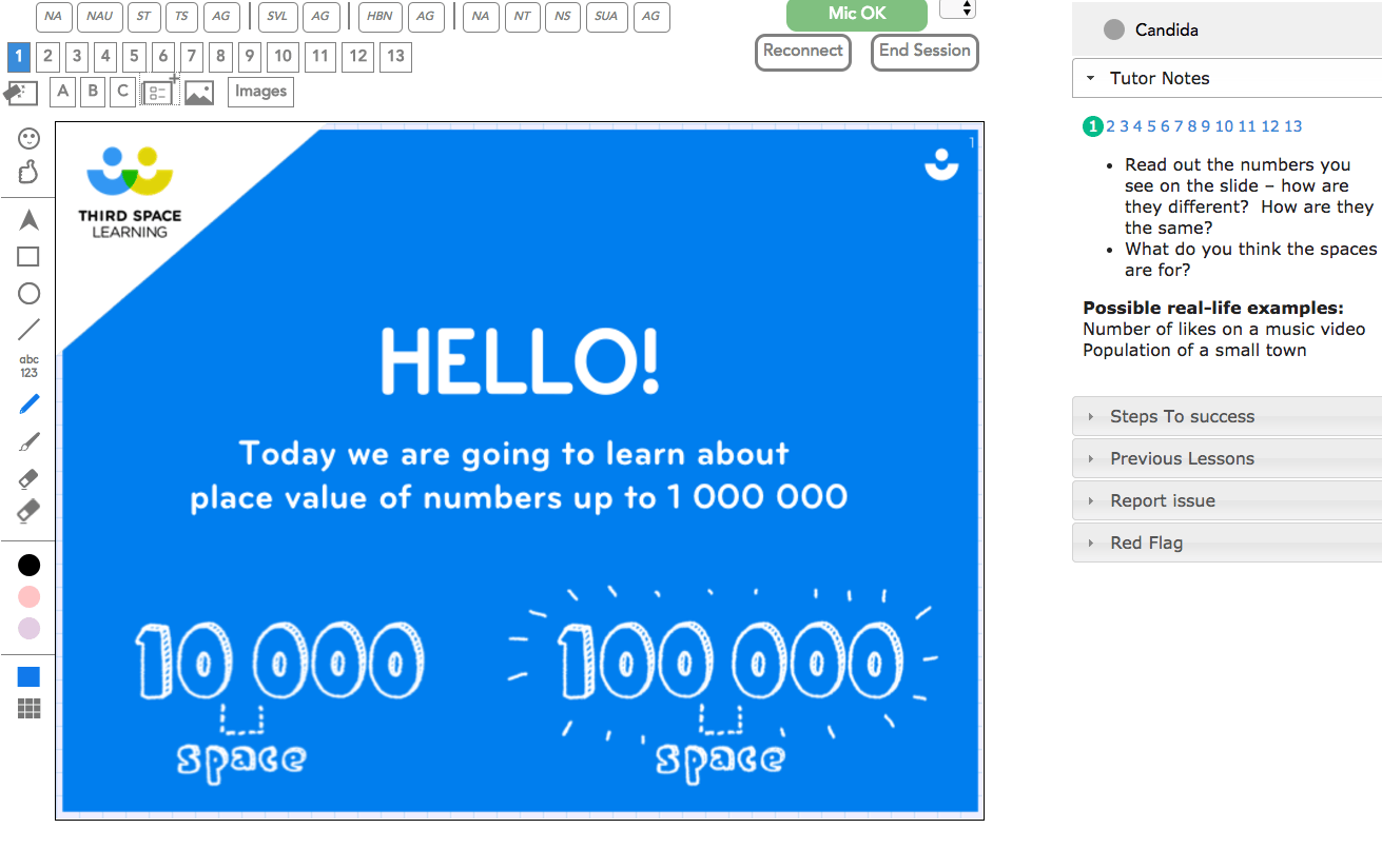 Lesson slide on place value with tutor notes