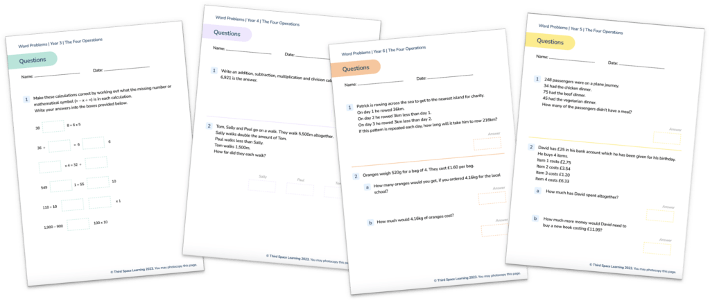 [FREE] All Kinds of Word Problems on the Four Operations