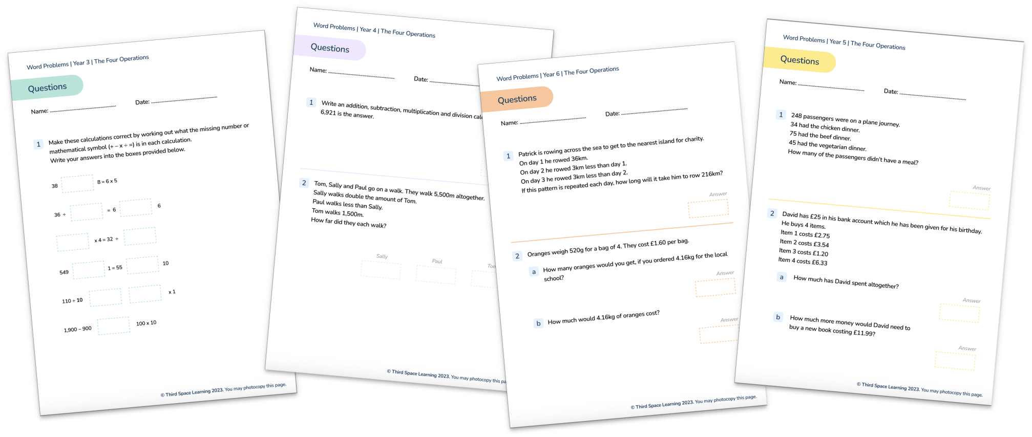 All Kinds of Word Problems Four Operations