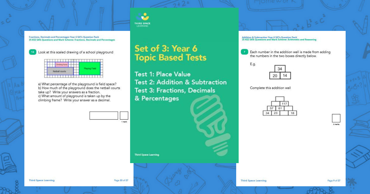 [FREE] Set of 3 75 Year 6 SATs Questions By Topic Third Space Learning