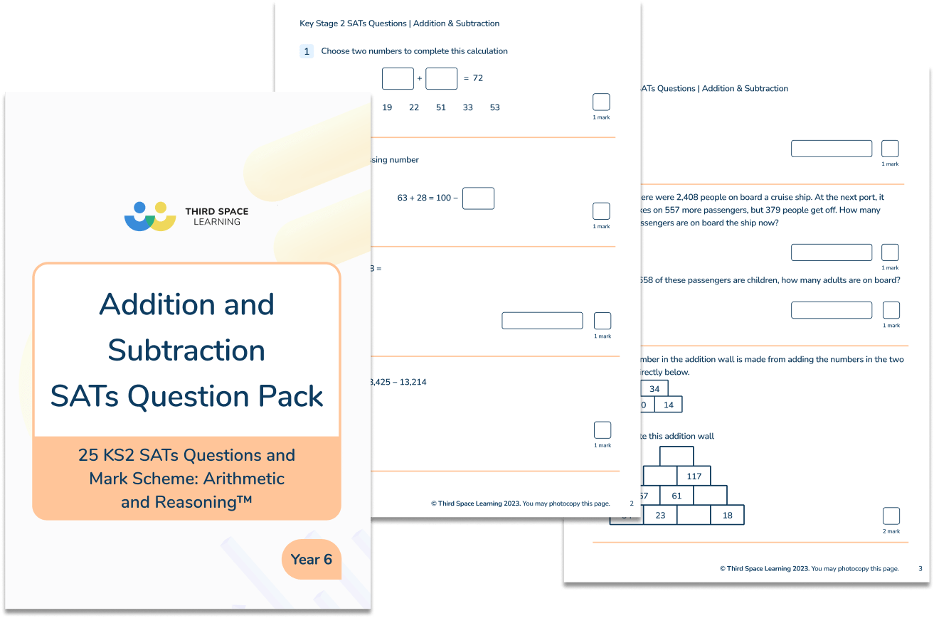 Addition and Subtraction Year 6 SATs Questions Pack