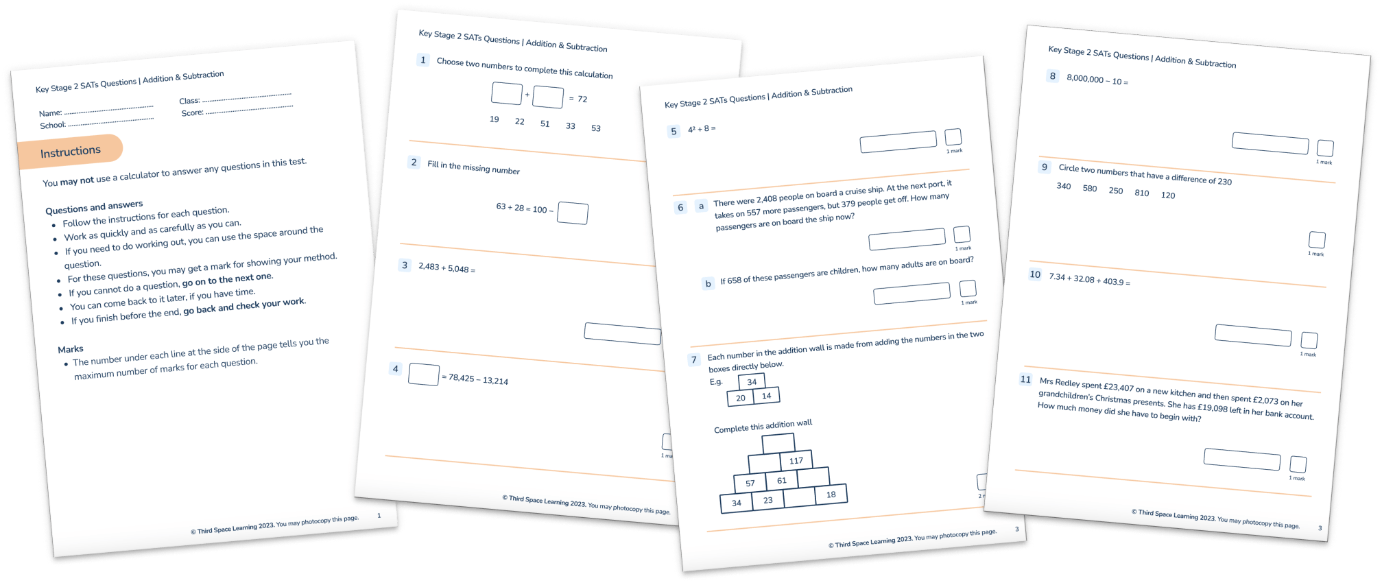 Addition and Subtraction Diagnostic Quiz