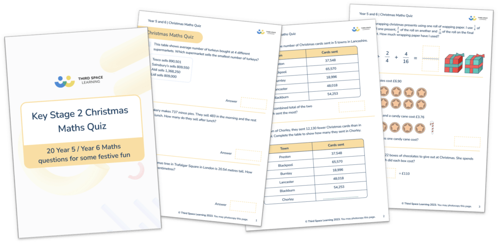 [FREE] Christmas Maths Quiz for KS2 Year 5 and Year 6