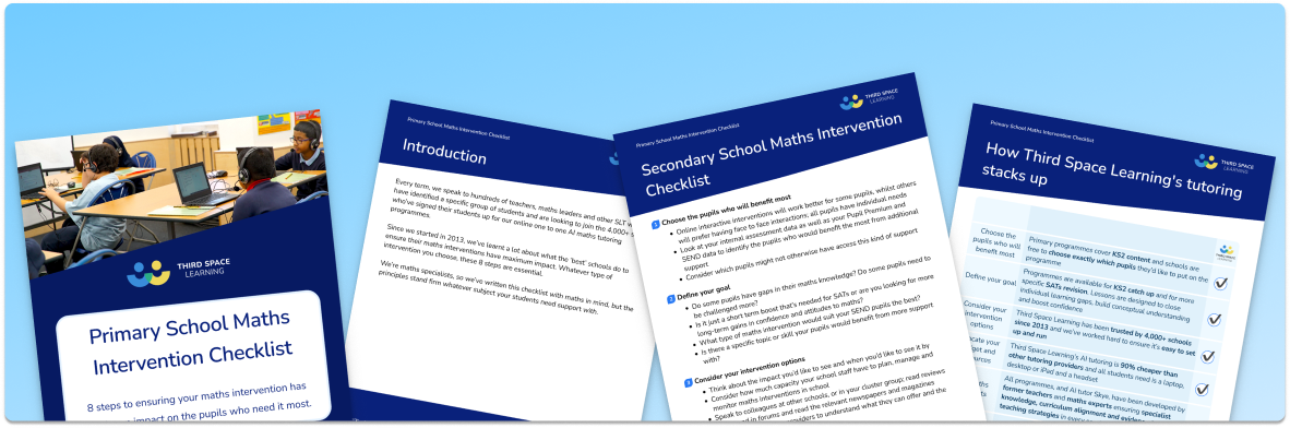 Primary School Maths Intervention Checklist
