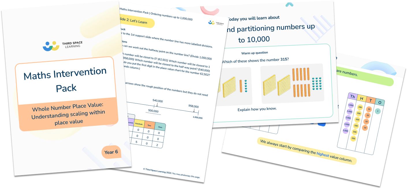 Maths Intervention Pack Whole Number Place Value