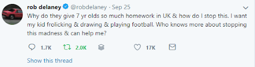 Rob Delaney's Homework Debate Tweet