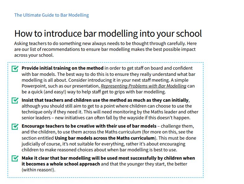 How To Introduce Bar Modelling Into Your School