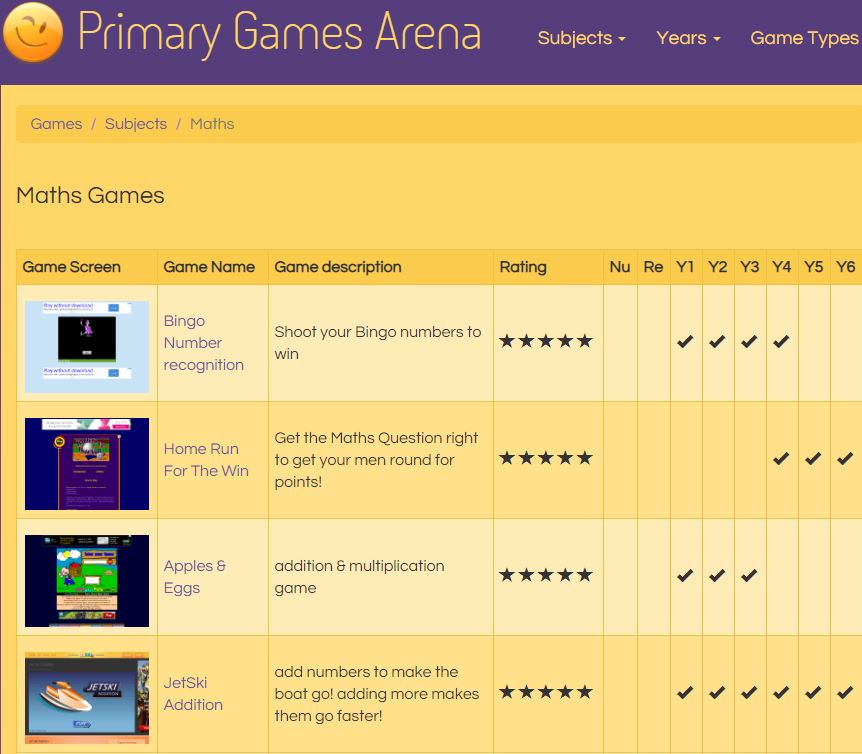 Maths Help Online With Games - Primary Maths Arena