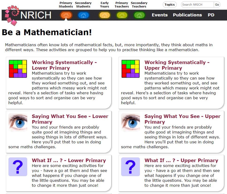 Maths help online with NRICH