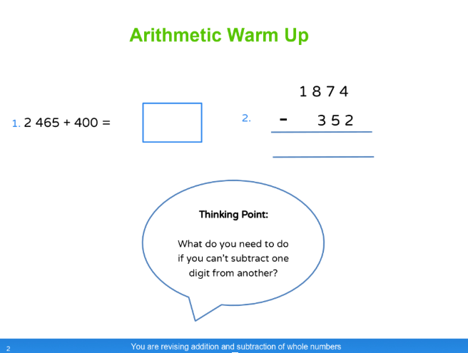 arithmetic warm up