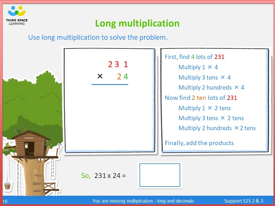 A slide from one of our Year 6 multiplication lessons.