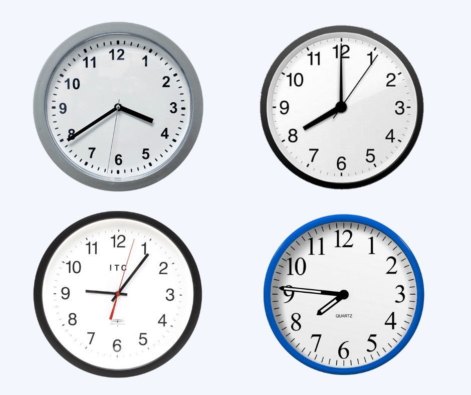 different analog clocks