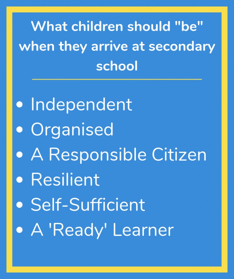 what children should be when they arrive at secondary school