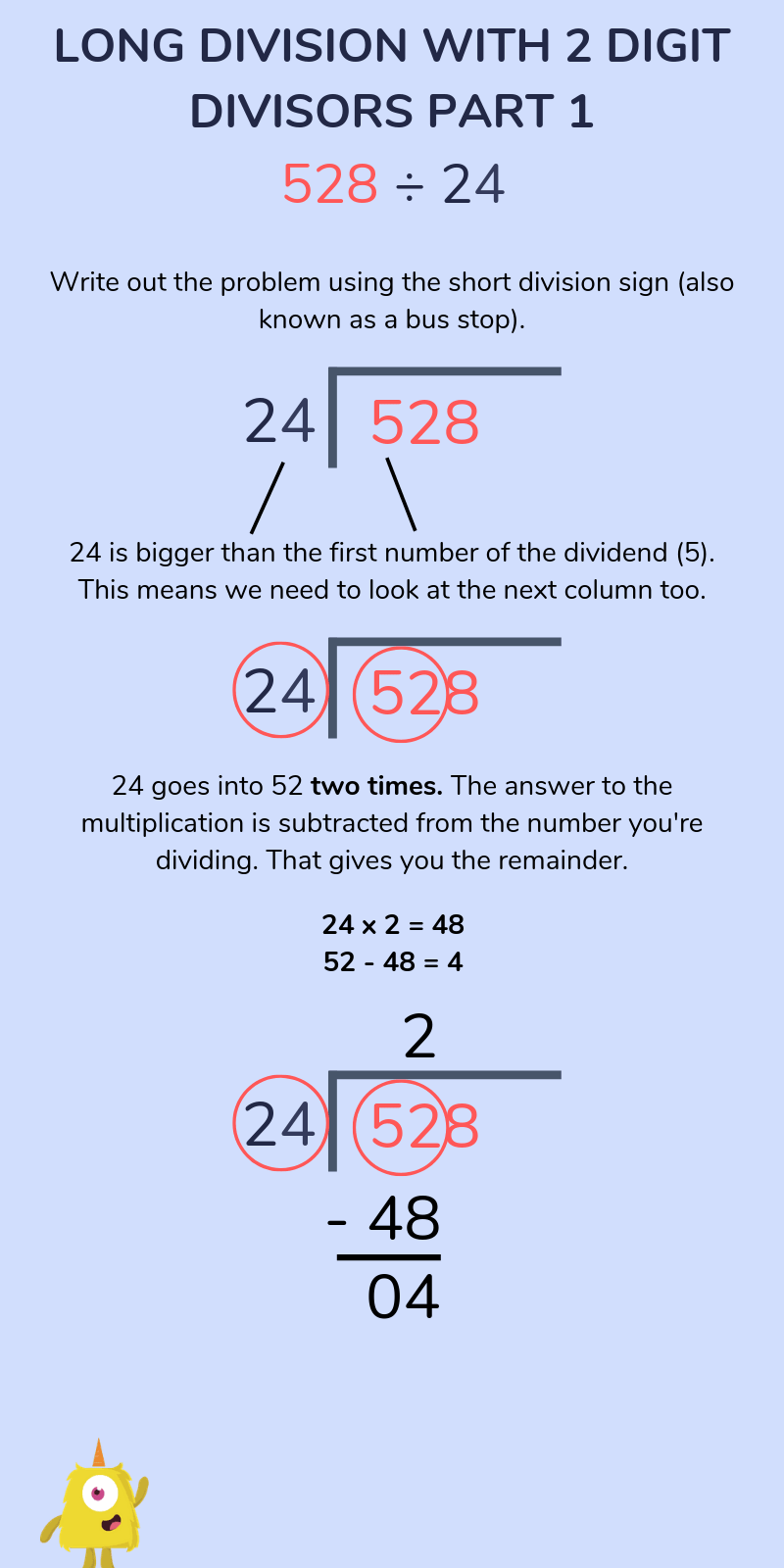 LONG DIVISION WITH 2 DIGIT DIVISORS PART 1 Min, Third Space Learning