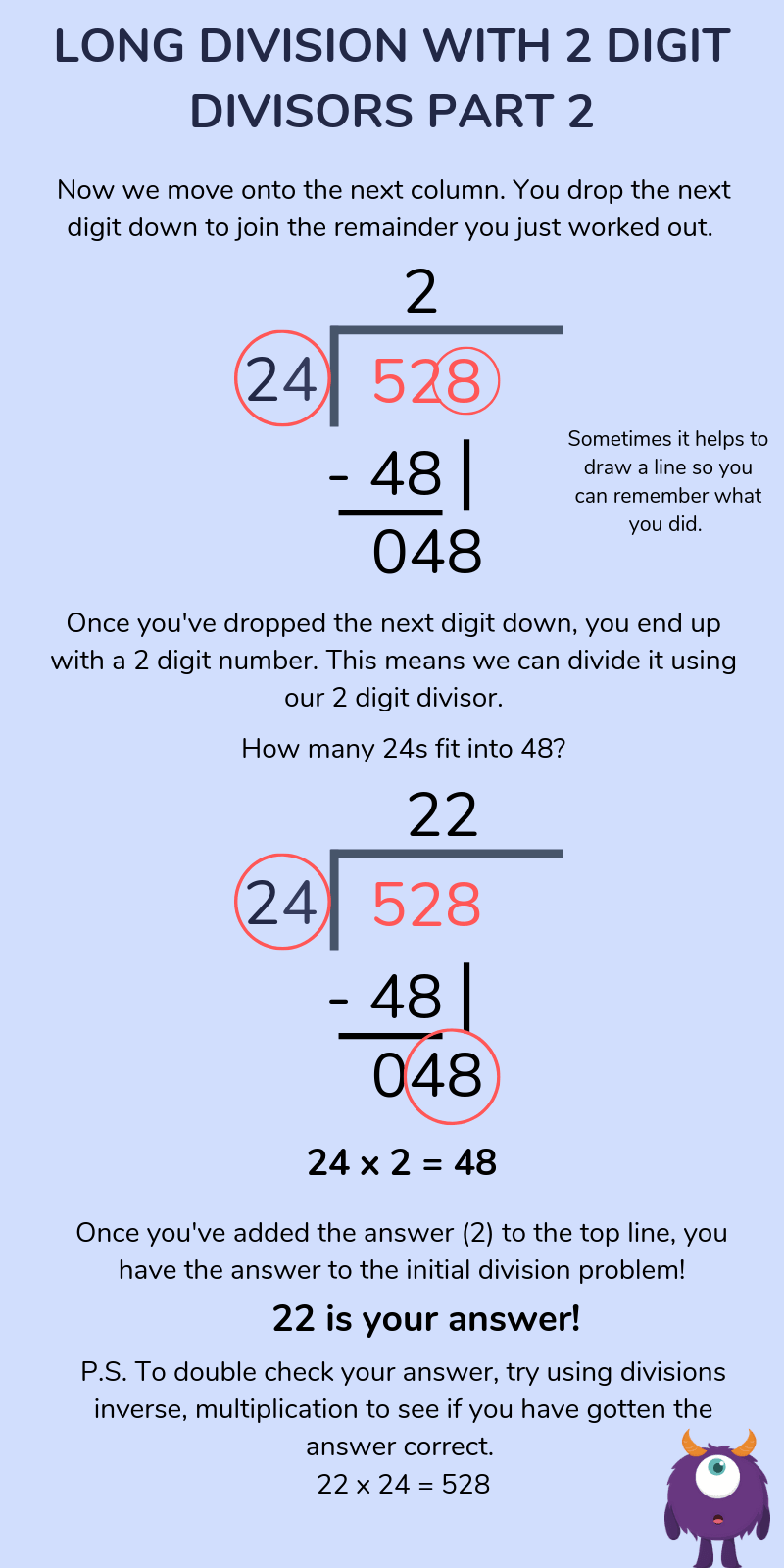 LONG DIVISION WITH 2 DIGIT DIVISORS PART 2 Min, Third Space Learning