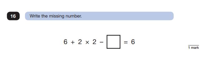 Question 16 in Maths SATs Reasoning paper 2
