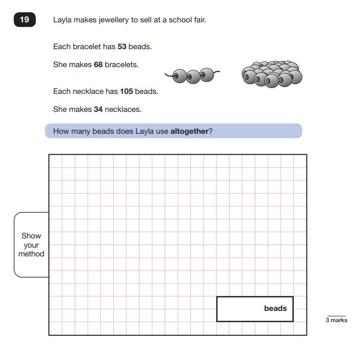 Question 19 in Maths SATs Reasoning Paper 3