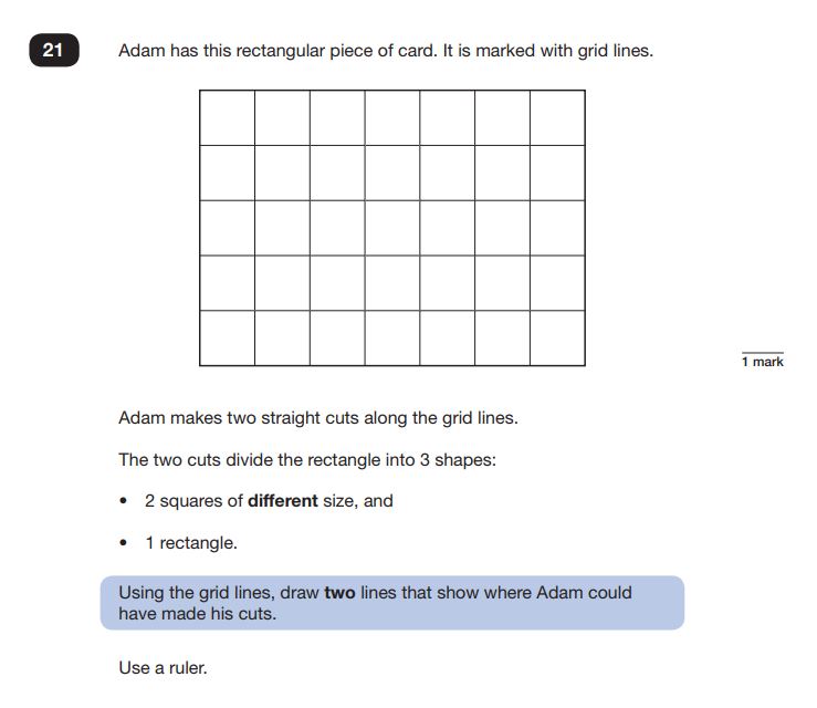 Question 21 in Maths SATs Reasoning paper 2