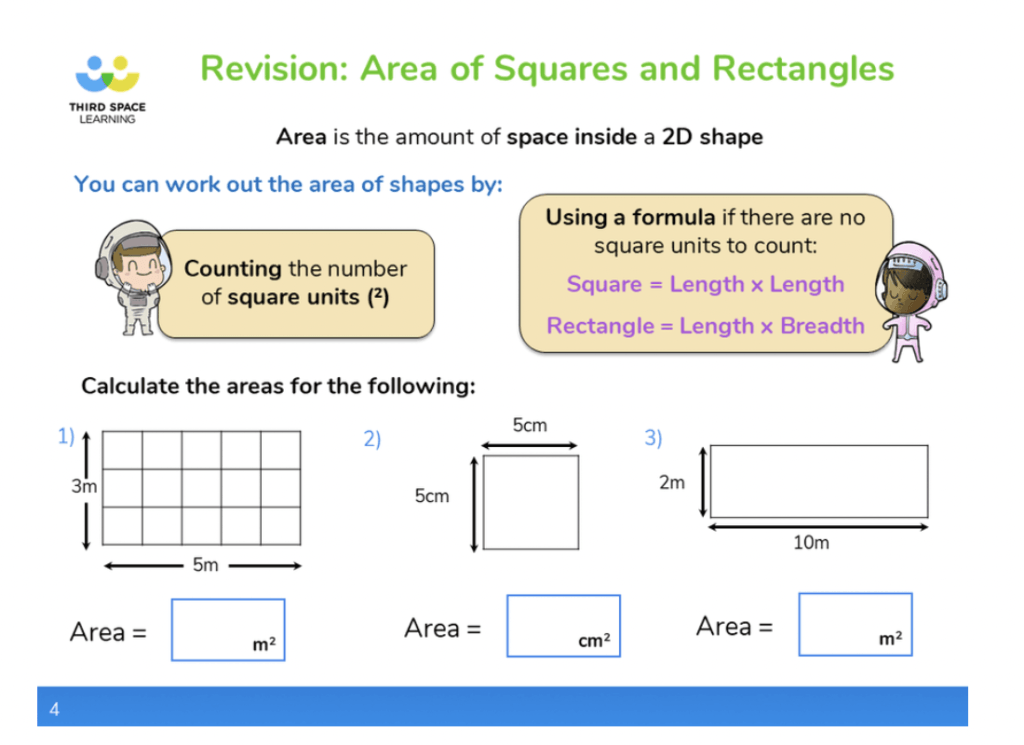 Area Of Squares And Rectangles Revision 1 1024x745, Third Space Learning