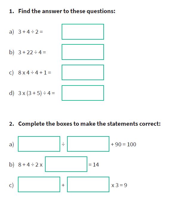 bodmas homework year 6