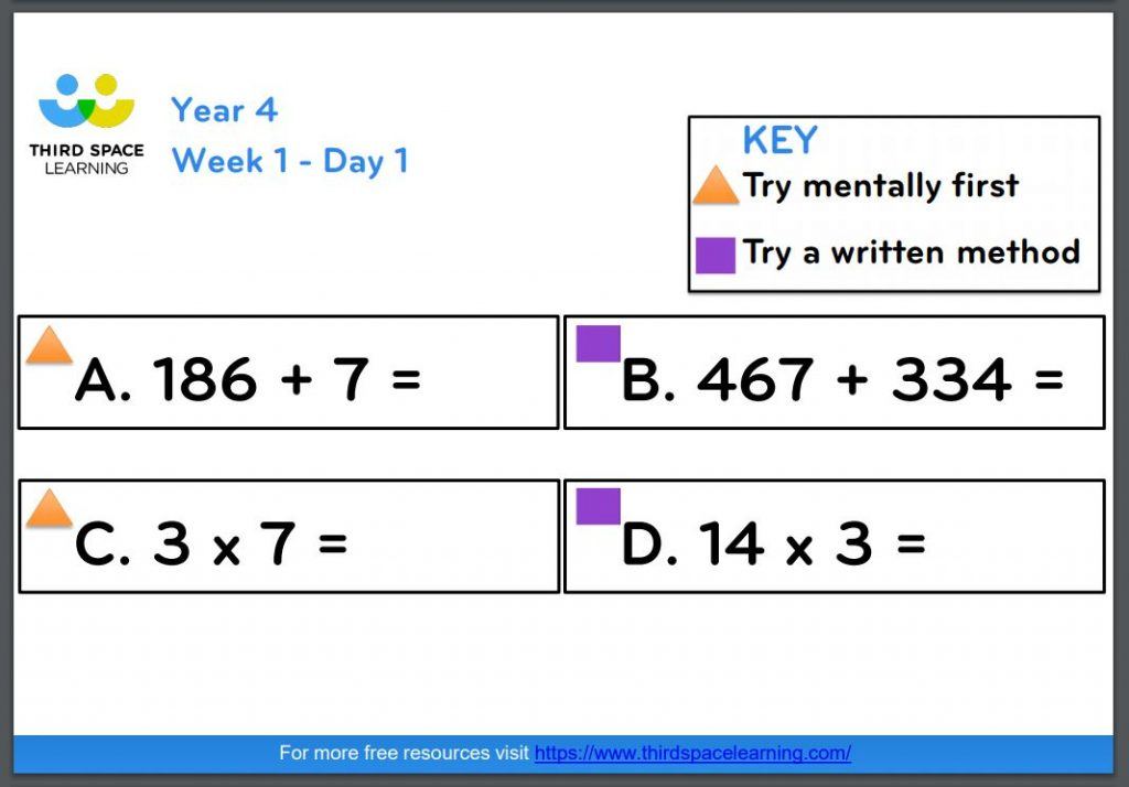 Third Space Maths Hub Example of a Fluent in Five Year 4 pack