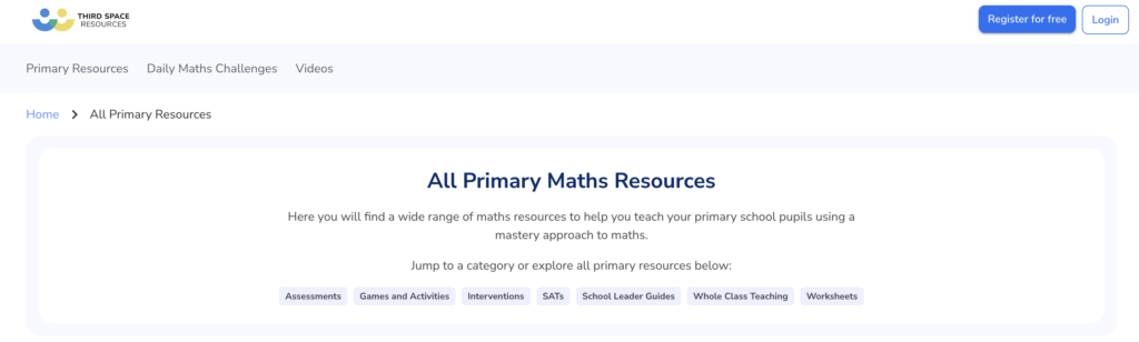 Maths Hub navigation