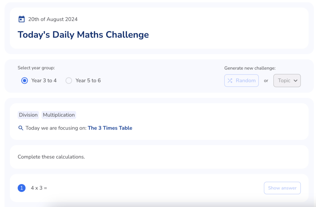 Daily Maths Hub challenge 