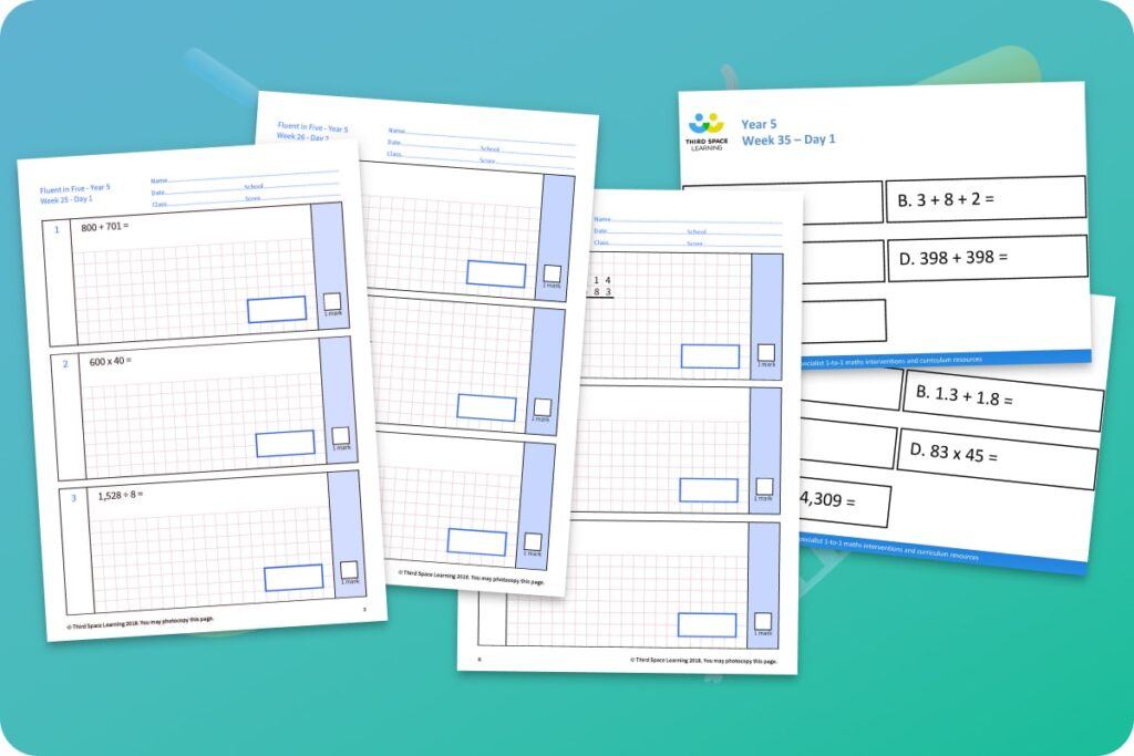 Fluent in Five Maths Hub resource 