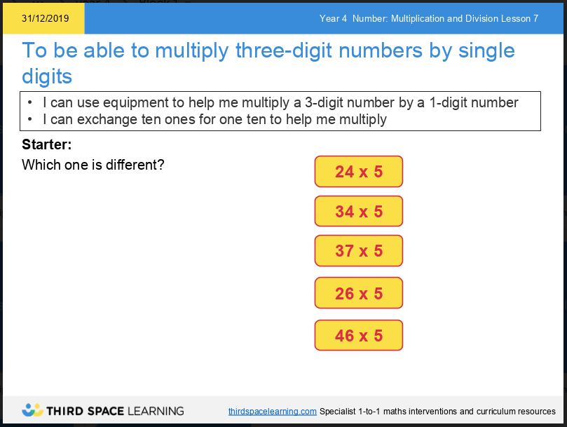 TSL Maths Hub Read-to-go lesson slide example