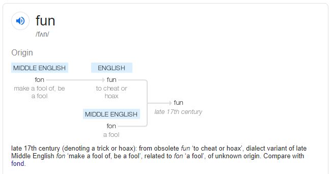 etymology of fun
