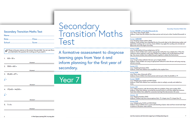 Secondary Transition Maths Test, Third Space Learning