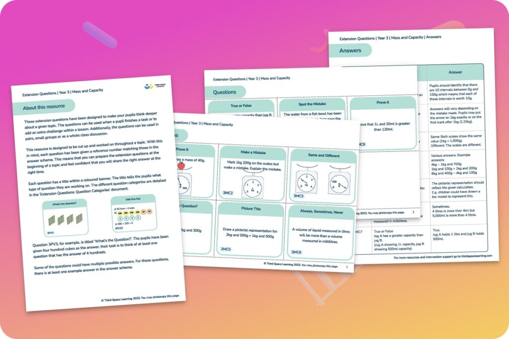 Mass and capacity extension questions