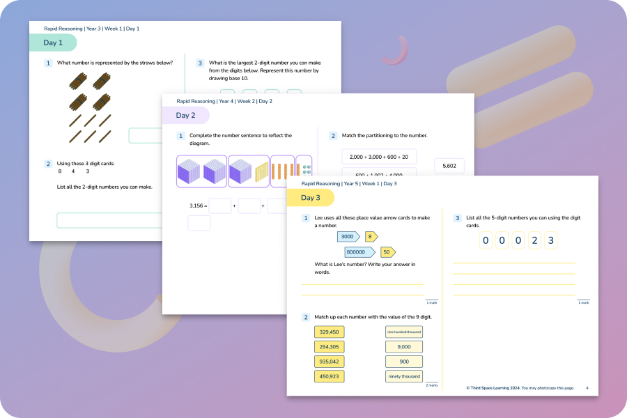 Rapid reasoning Third Space Learning resource