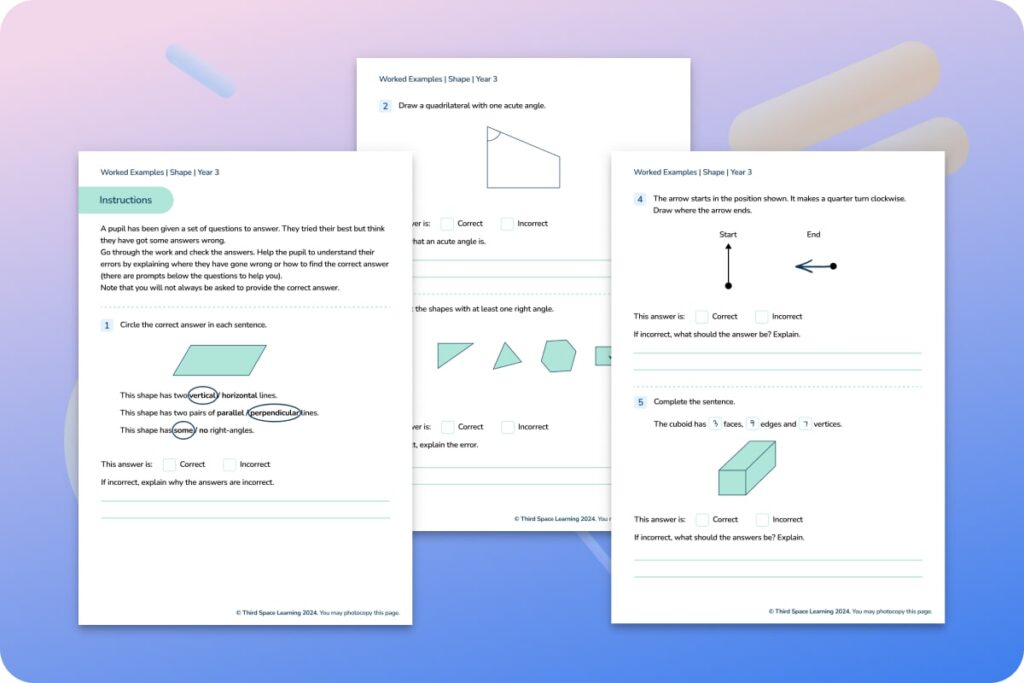 Shape worked examples for Year 3