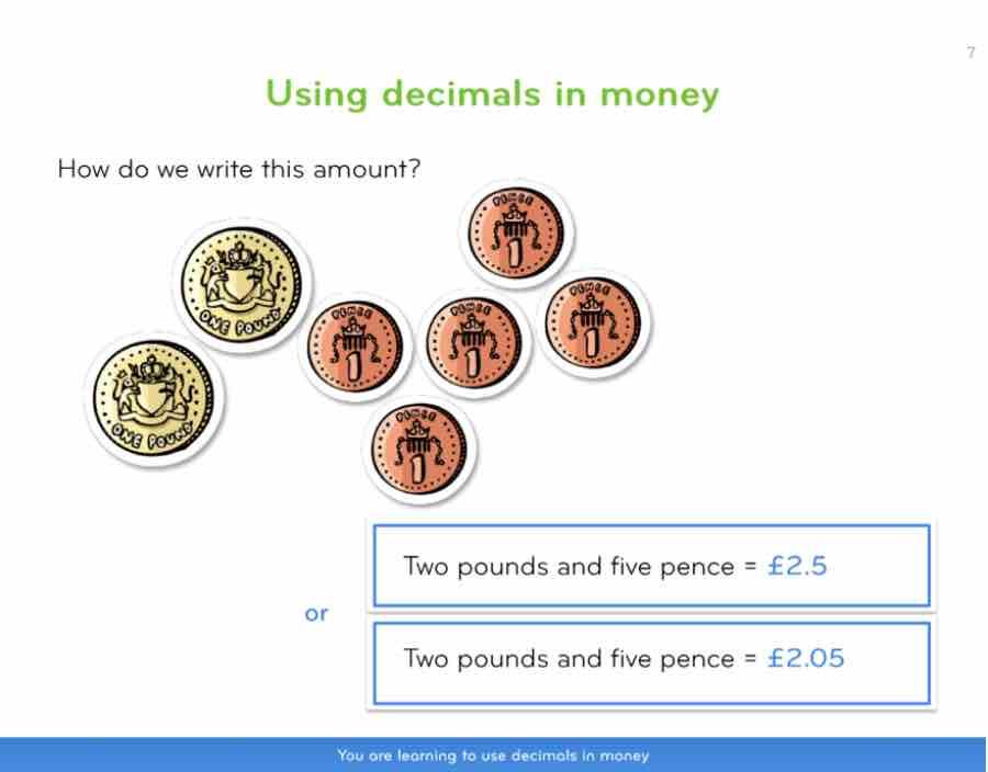 decimals and money from Third Space maths lesson